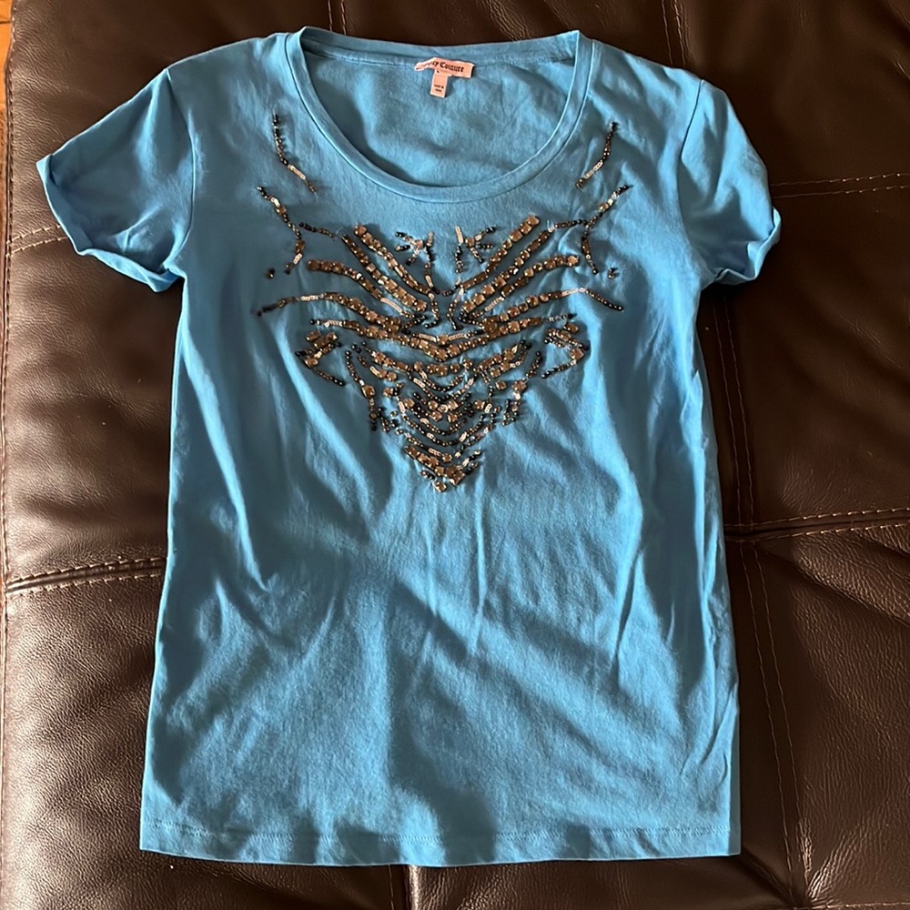 Juicy Couture tshirt sz XS blue bling top